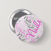 Nails word art ronde button 5,7 cm (Voorkant /achterkant)