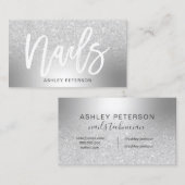 Nails zilverglitter ombre metalen folie visitekaartje (Voorkant / Achterkant)