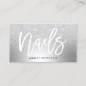 Nails zilverglitter ombre metalen folie visitekaartje (Voorkant)