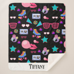 Naipes Retro black 80s Costume Vibrant culture pop Sherpa Deken