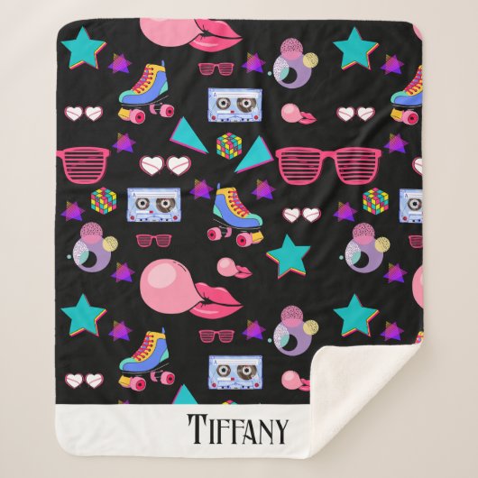 Naipes Retro black 80s Costume Vibrant culture pop Sherpa Deken (Voorkant)