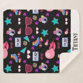 Naipes Retro black 80s Costume Vibrant culture pop Sherpa Deken (Voorkant (horizontaal))