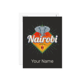 Nairobi Hoofdstad Kenia Olifant Vintage Afrika Feestdagenkaart