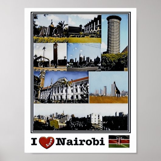 Nairobi - I Love Mosaic - Skyline - Panorama Poster (Voorkant)