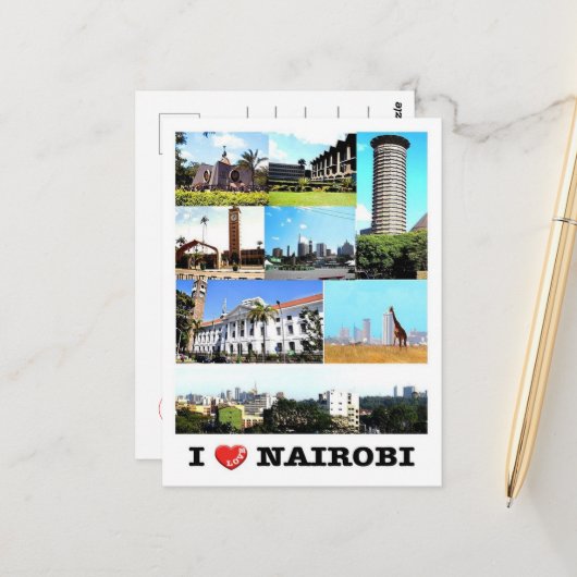 Nairobi - Kenia - I Love - Briefkaart (Voorkant / Achterkant in situ)