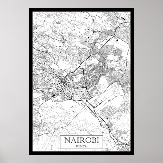 Nairobi Kenia Kaart Poster (Voorkant)
