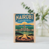 Nairobi Kenia Retro Reisposter Kunst Briefkaart (Staand voorkant)