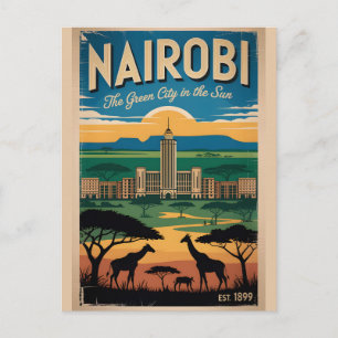 Nairobi Kenia Retro Reisposter Kunst Briefkaart