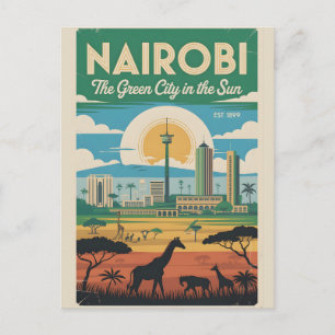 Nairobi Kenia Retro Reisposter Kunst Feestdagenkaart
