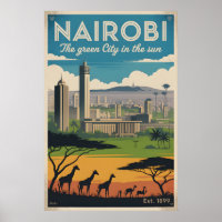 Nairobi Kenia Retro Reisposter Kunst
