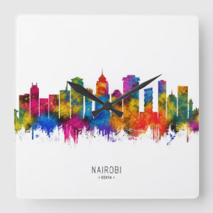 Nairobi Kenia Skyline Vierkante Klok