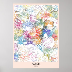 Nairobi Kenia Stadsplattegrond Poster