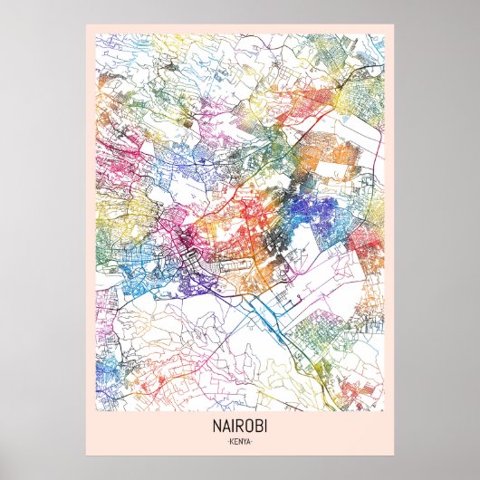 Nairobi Kenia Stadsplattegrond Poster (Voorkant)