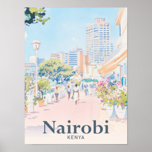 Nairobi Kenia Waterverf schilderij reizen Poster