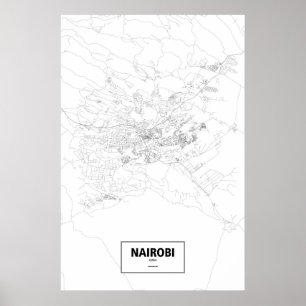 Nairobi, Kenia (zwart op wit) Poster
