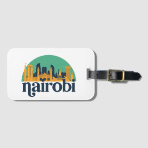 Nairobi Kenya City Skyline Retro Cityscape Art Bagagelabel