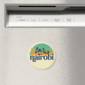 Nairobi Kenya City Skyline Retro Cityscape Art Magneet (Insitu (Vaatwasser))