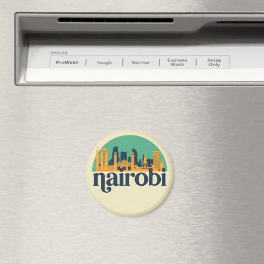 Nairobi Kenya City Skyline Retro Cityscape Art Magneet (Insitu (Vaatwasser))