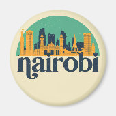 Nairobi Kenya City Skyline Retro Cityscape Art Magneet (Voorkant)