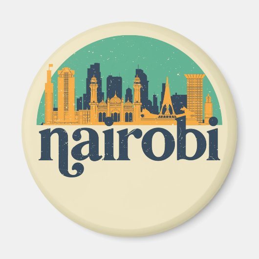 Nairobi Kenya City Skyline Retro Cityscape Art Magneet (Voorkant)