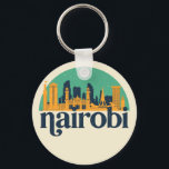 Nairobi Kenya City Skyline Retro Cityscape Art Sleutelhanger<br><div class="desc">en retro-stadsplan met prachtige skyline, toeristische attractie en cityscape art. Koelwolkenkrabber en bouwartikelen voor silhouette-illustratie voor toeristen en reizigers. Perfect als souvenir om terug naar huis te brengen wanneer je over de wereld reist. Bespaar de herinnering aan uw reis en vakantie met familie en vrienden. De achtergrondkleur kan aan uw...</div>