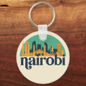 Nairobi Kenya City Skyline Retro Cityscape Art Sleutelhanger (Voorkant)