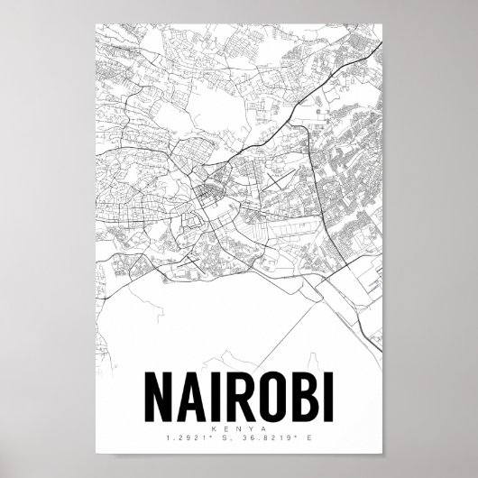 Nairobi Kenya Minimalist Map Art Poster (Voorkant)