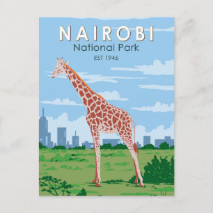 Nairobi Nationaal Park Giraffe Reizen Kunst Vintag Briefkaart