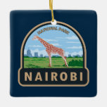Nairobi Nationaal Park Giraffe Reizen Kunst Vintag Keramisch Ornament<br><div class="desc">Nairobi vector artwork ontwerp. Het is aan drie kanten omheind,  terwijl de open zuidelijke grens migrerende wilde dieren tussen het park laat bewegen.</div>