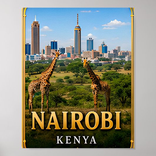 Nairobi Silhouette en Wilde Avontuur Poster (Voorkant)