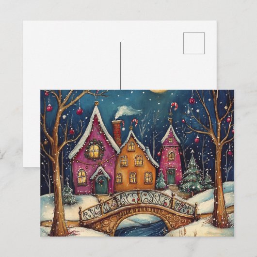 NAIVE ART Christmas card postcard Briefkaart (Voorkant / Achterkant)