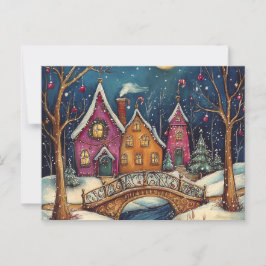 NAIVE ART Christmas card postcard Briefkaart