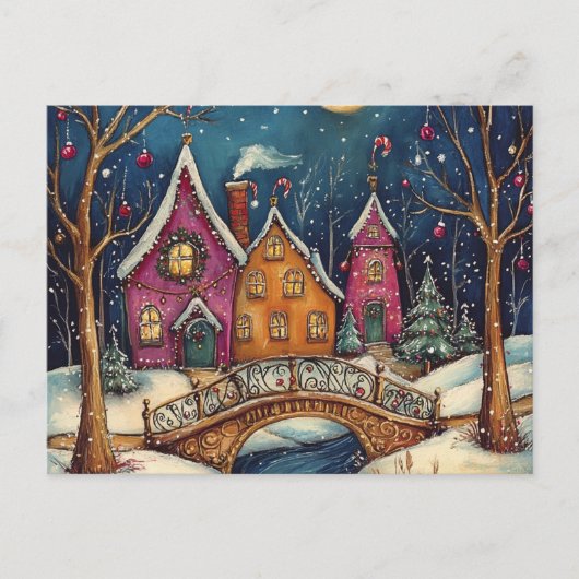NAIVE ART Christmas card postcard Briefkaart (Voorkant)