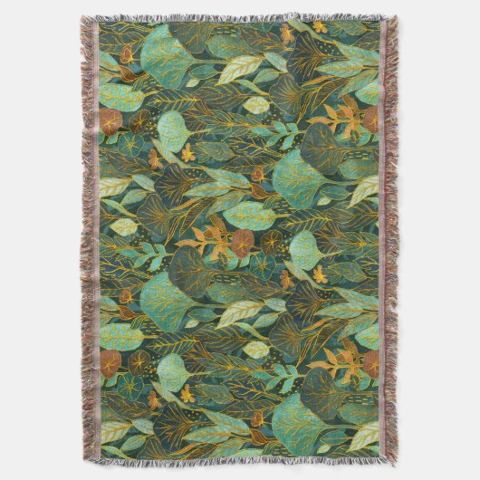 Naive Art Lush Garden Tapestry in groen en blauw Deken (Voorkant Verticaal)