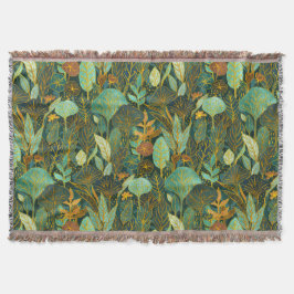 Naive Art Lush Garden Tapestry in groen en blauw Deken
