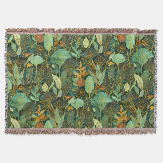 Naive Art Lush Garden Tapestry in groen en blauw Deken (Voorkant)