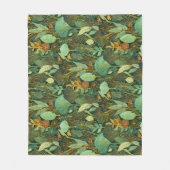 Naive Art Lush Garden Tapestry in groen en blauw Fleece Deken (Voorkant)