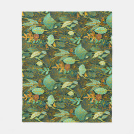 Naive Art Lush Garden Tapestry in groen en blauw Fleece Deken