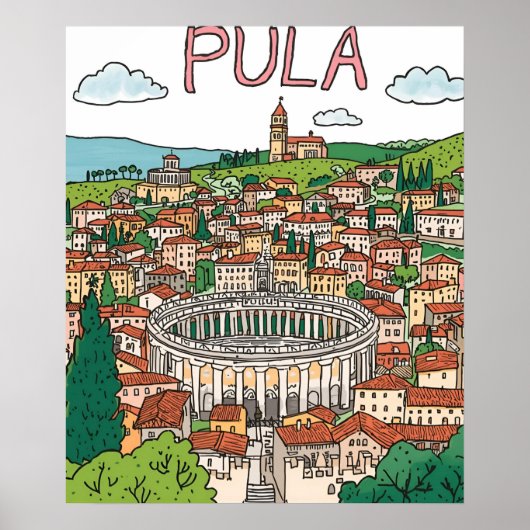 Naïve Art Pula Arena Print – Historic Landmark Art (Voorkant)
