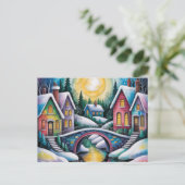 NAIVE ART village scene Briefkaart (Staand voorkant)
