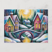 NAIVE ART village scene Briefkaart (Voorkant)