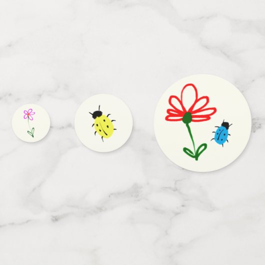 Naive Garden Party Set Kleurrijke insecten en bloe Confetti (Achterkanten)