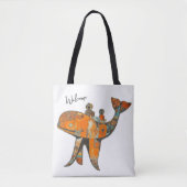 Naive retro style art whale tote bag (Voorkant)