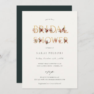 Najaar Aarde-Tone Floral Bridal Shower Invitation Kaart