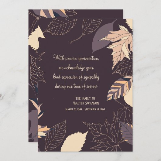 Najaar Achtergrond Sympathie Hartelijk dank Bedankkaart (Voorkant / Achterkant)