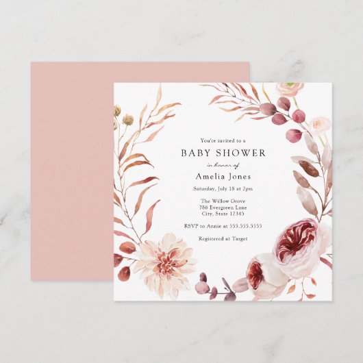 Najaar Baby shower Burgundy Kaart (Voorkant / Achterkant)