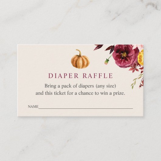 Najaar Baby shower Diaper Raffle Ticket Informatiekaartje (Voorkant)
