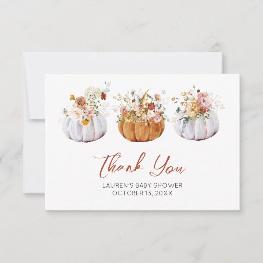 Najaar Baby shower pomkin - Hartelijk dank Bedankkaart (Voorkant)