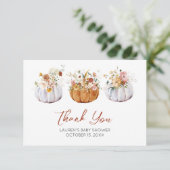 Najaar Baby shower pomkin - Hartelijk dank Bedankkaart (Staand voorkant)