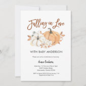 Najaar Baby shower Pumpkin Falling in Love Invitat Kaart (Voorkant)